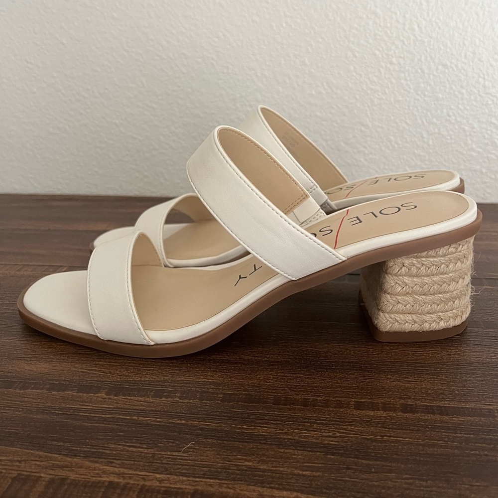 Boho White Sandal with Small Heel